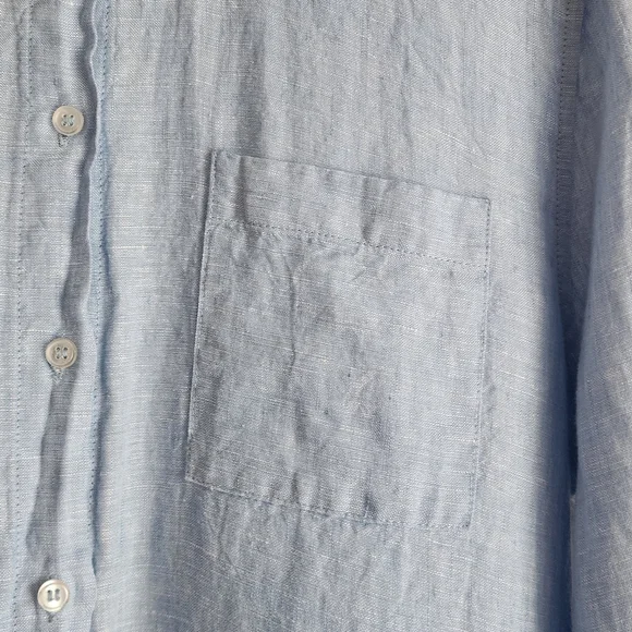 Saks Fifth Avenue Linen ight Blue Button-Up Tunic Shirt Shirtdress Sz M - Picture 4 of 8